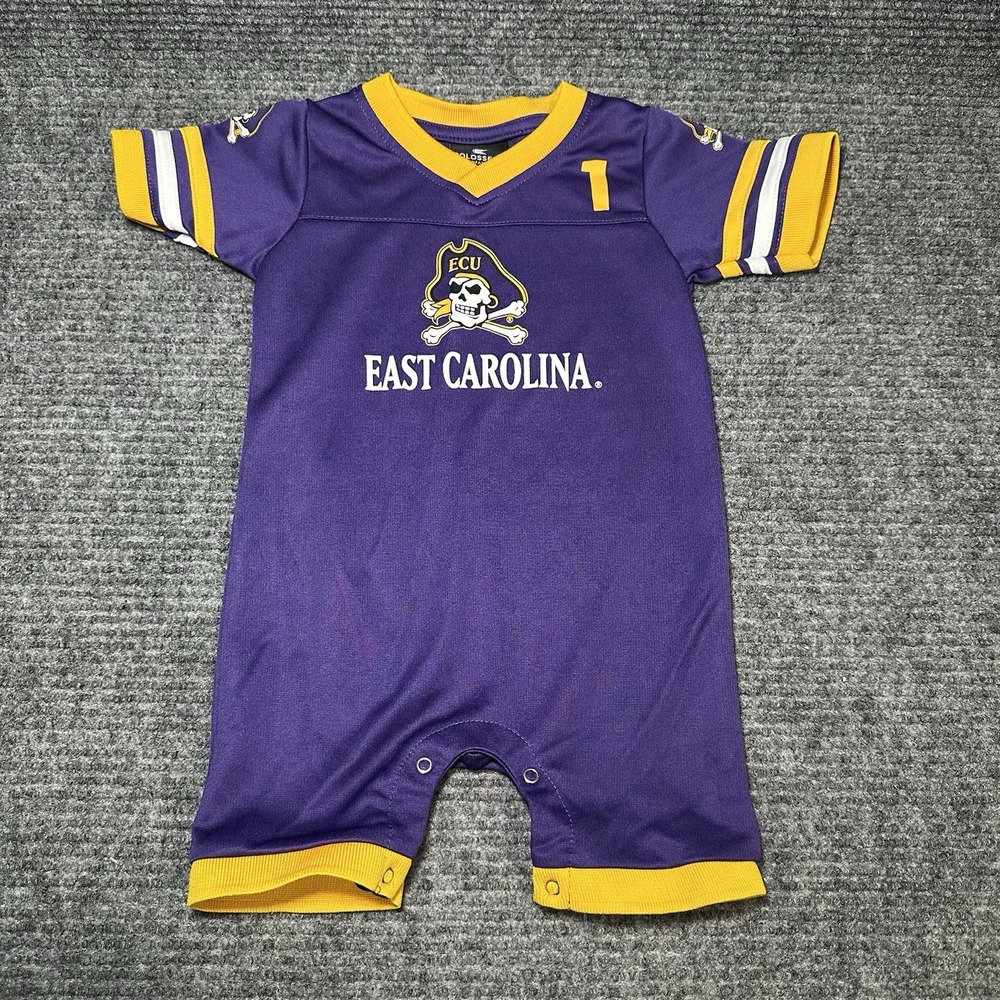 ECU EAST CAROLINA Colosseum 12-18M Infant Purple‎ and Gold Football Romper